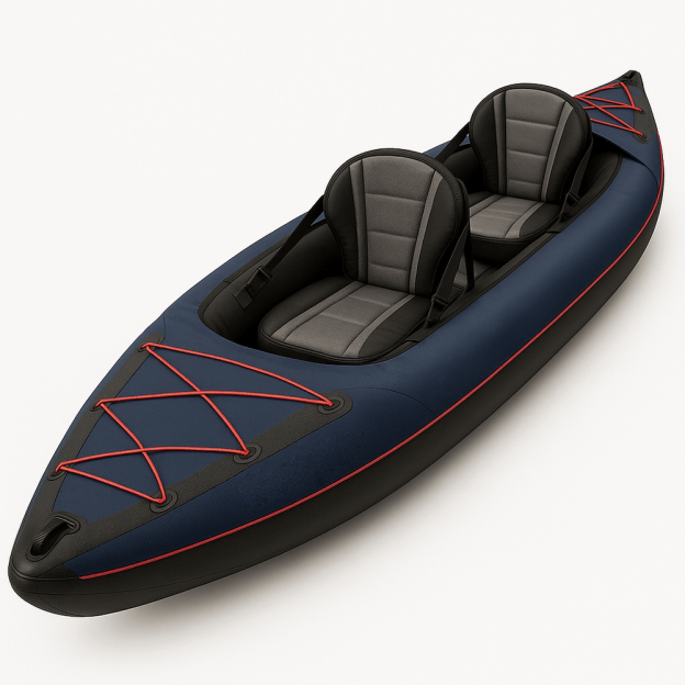 Kayak gonflable de loisirs pour deux personnes fonctionnalités avancées bleu/noir-Flowaqa
