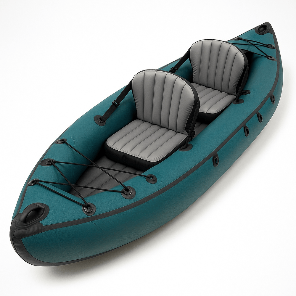 Kayak gonflable tandem loisirs nautiques 2 places PVC vert/gris-Flowaqa