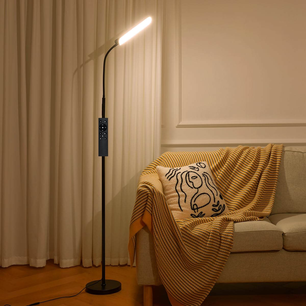 Lámpara de Pie LED para Salon, Lámpara de pie moderna con 3 temperaturas de color, luz de lectura se puede utilizar en la sala de estar, la oficina, el dormitorio, retro [Clase de eficiencia energética G]