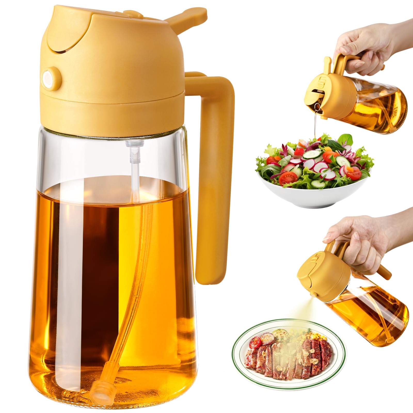 470ml 2 en 1 Dispensador de Aceite y Pulverizador de Aceite, Vertedor Dispensador de Aceite de Oliva para, Cocina, Cocinar,Freidora de Aire,Ensalada, Barbacoa