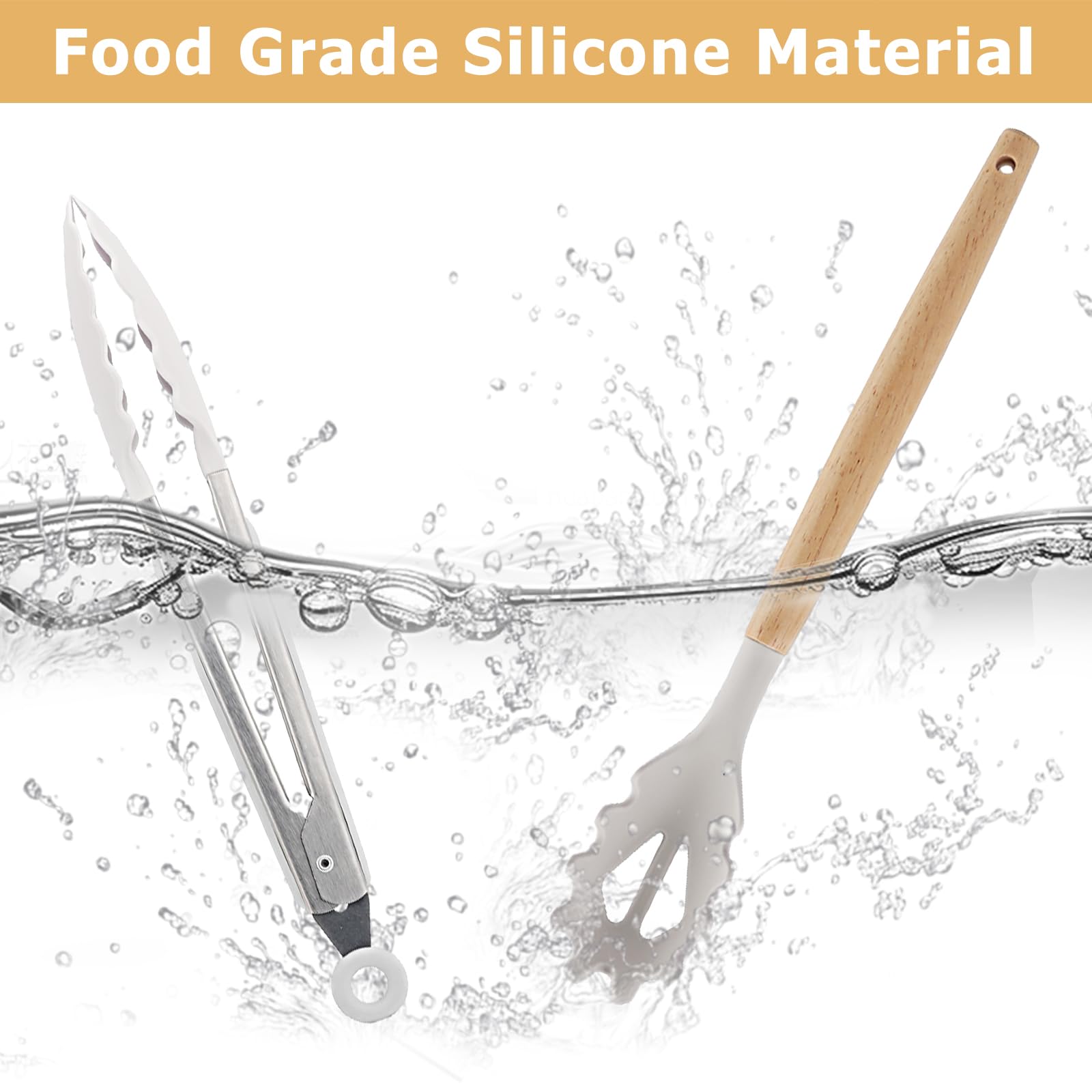 Utensilios De Cocina Silicona - Set De Utensilios Cocina 22 Piezas - Paletas Cocina, Espatulas Silicona Cocina - Cosas De Cocina - Juego De Cocina - Incluye 10 Ganchos (Caqui)