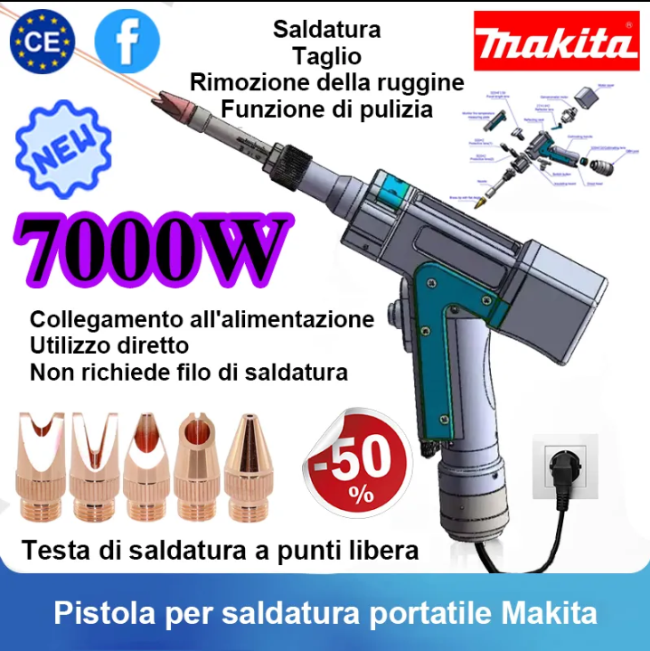 Pistola per saldatura laser portatile innovativa 4 in 1 da 7000 W