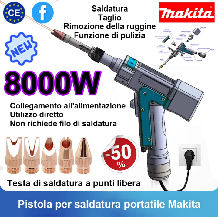 Pistola per saldatura laser portatile innovativa 4 in 1 da 7000 W