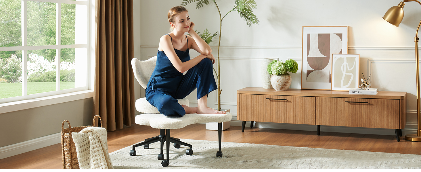 Cross Legged Office Chair with Wheels, Meditation Chair, ADHD Chair for Adults, Criss Cross Chair