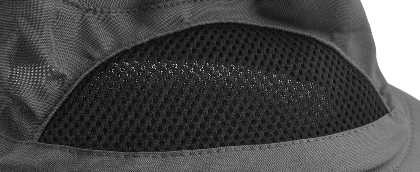 The mesh panels design allows for moisture and heat to easily escape the hat.