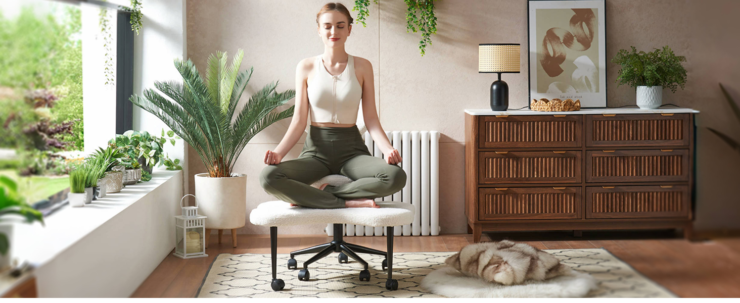 Cross Legged Office Chair with Wheels, Meditation Chair, ADHD Chair for Adults, Criss Cross Chair