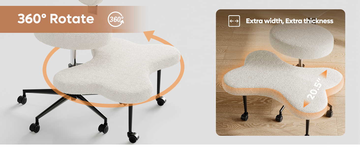 Cross Legged Office Chair with Wheels, Meditation Chair, ADHD Chair for Adults, Criss Cross Chair