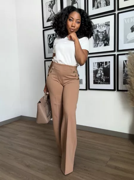 Tummy Control Button Wide Leg Pant(BUY 2 FREE SHIPPING)