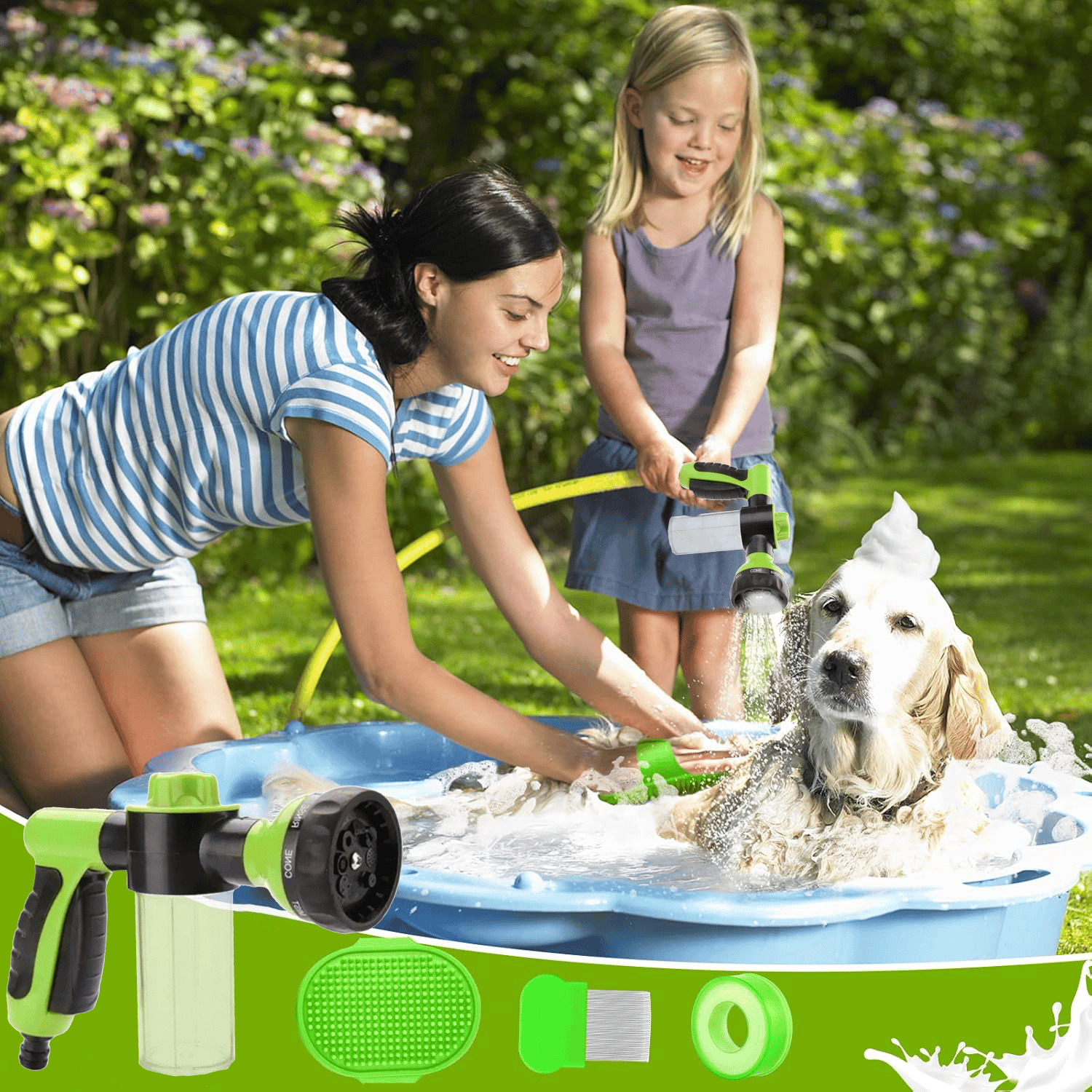 Dog Wash Hose Nozzle Foam Dog Horse Sprayer Wash Hose Attachment Soap Dispenser Sprayer Dog Bathing Sprayer