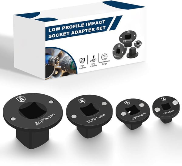 ✨2025 Low Profile Impact Socket Adapter Set – Industrial Drive Ratchet & Wrench Adapter Set for Tight Spaces, 4PC Hardware Kit: 3/4" to 1", 1/2" to 3/4", 1/2" to 3/8", 1/4" to 3/8"