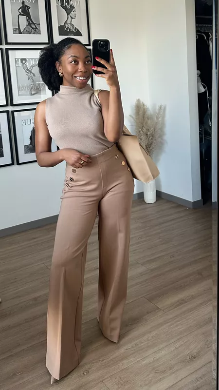 Tummy Control Button Wide Leg Pant(BUY 2 FREE SHIPPING)