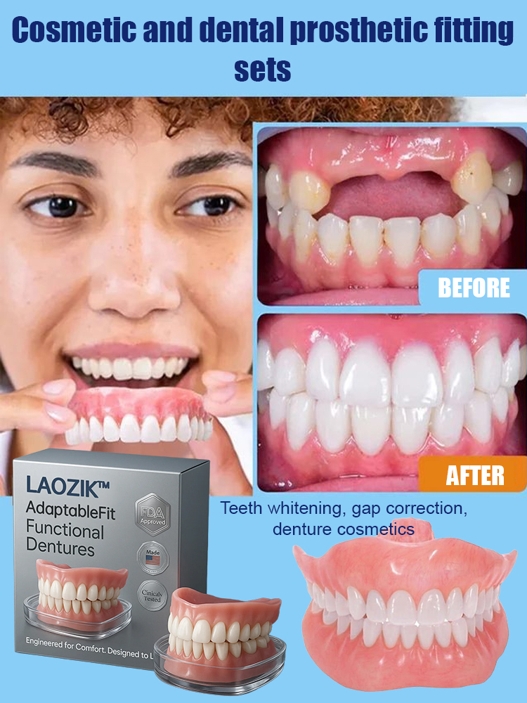 Comfortable denture set that supports facial structure-Wear for life, no replacement needed!