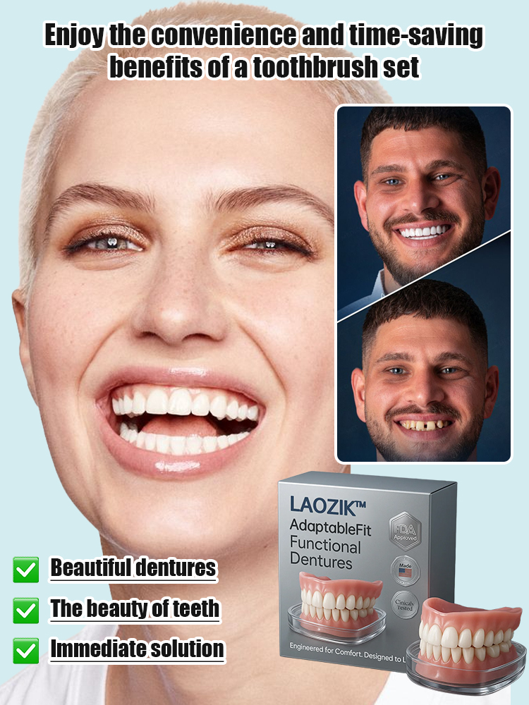 Comfortable denture set that supports facial structure-Wear for life, no replacement needed!