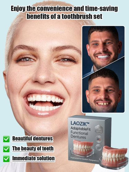 Comfortable denture set that supports facial structure-Wear for life, no replacement needed!