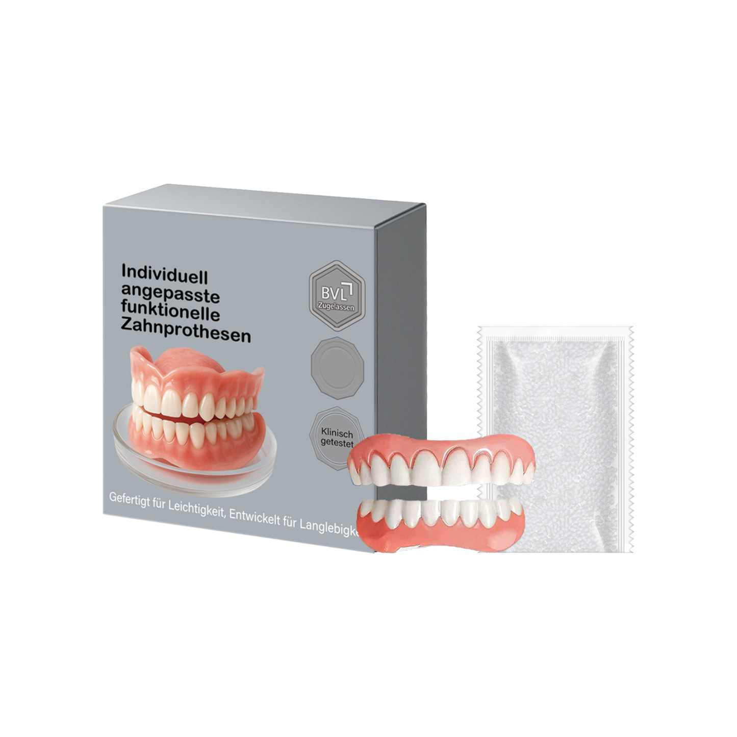 Comfortable denture set that supports facial structure-Wear for life, no replacement needed!