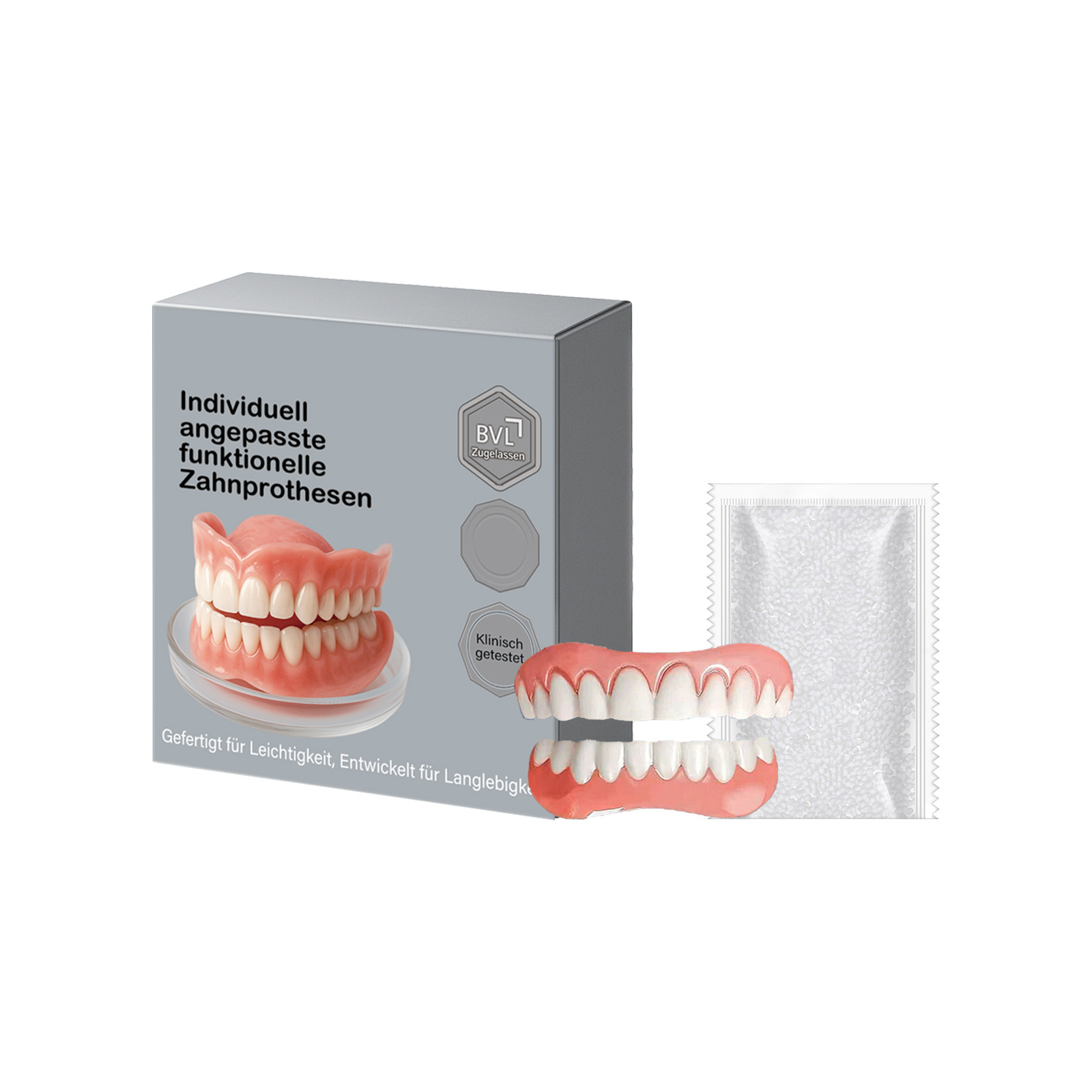 Comfortable denture set that supports facial structure-Wear for life, no replacement needed!
