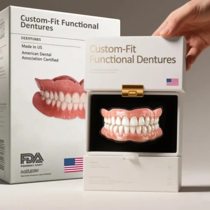 【FDA & BDA Dual-Certified Realistic Denture Set】Wear for Life, No Replacement Needed!