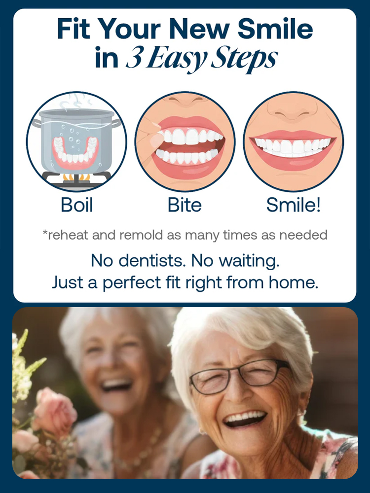 【FDA & BDA Dual-Certified Realistic Denture Set】Wear for Life, No Replacement Needed!