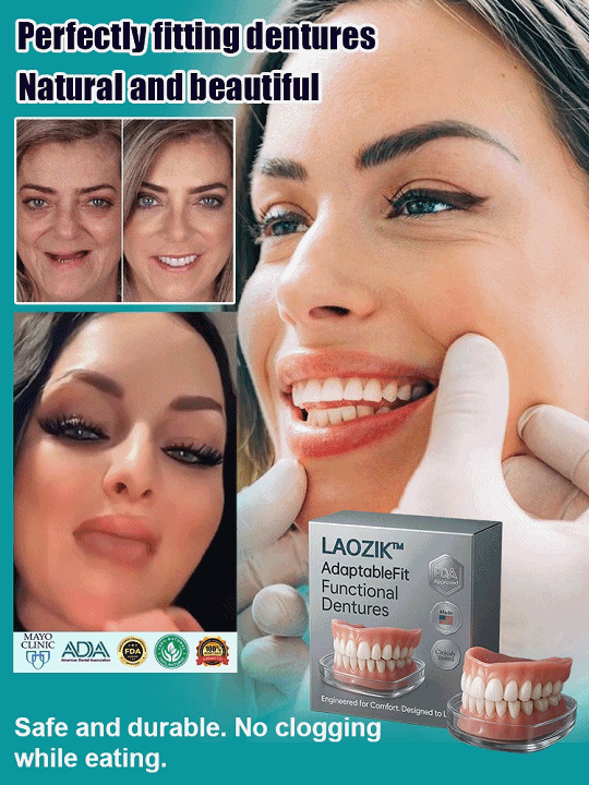 Comfortable denture set that supports facial structure-Wear for life, no replacement needed!