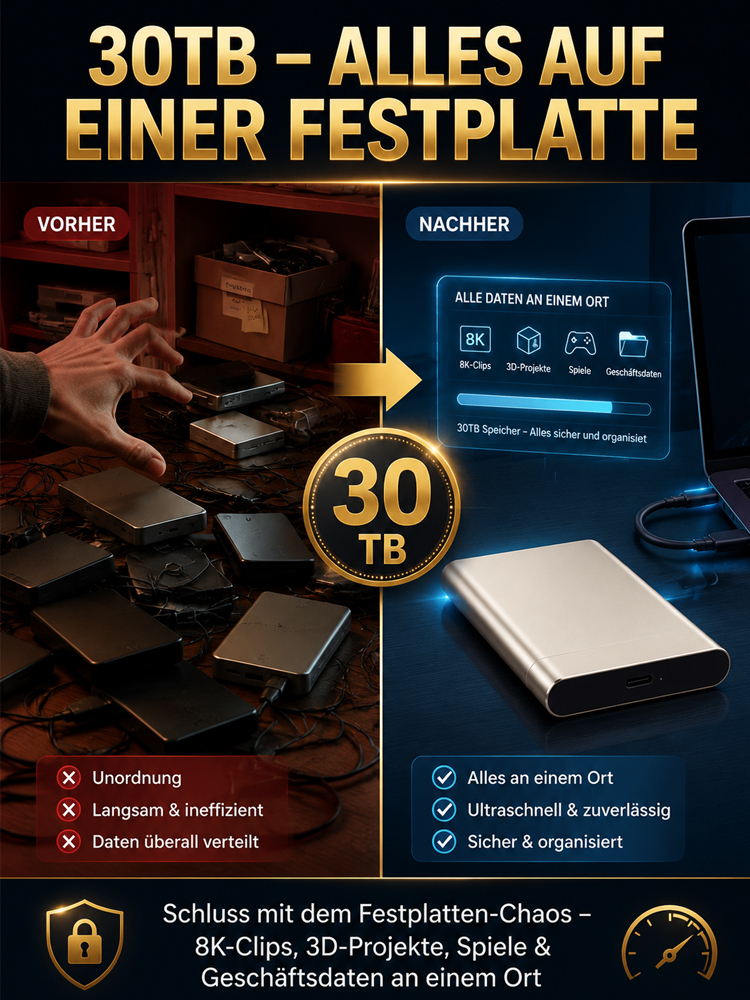 Tragbare SSD mit 30 TB Speicher 🖴
