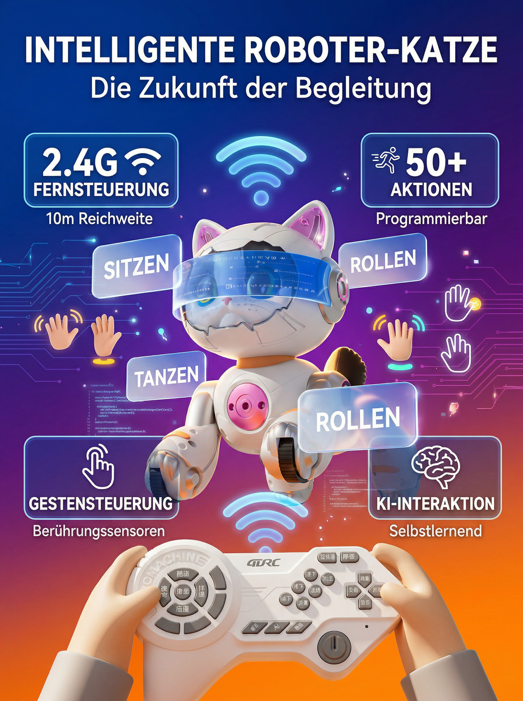 KI-intelligente Maschinenkatze/Maschinenhund