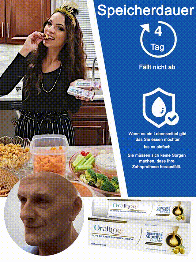 Sicherer und ungiftiger Haftkleber für Zahnprothesen 