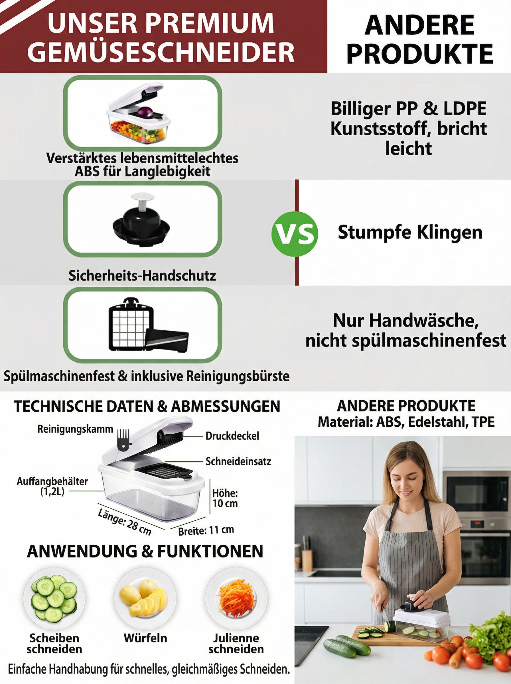 Multifunktionaler Gemüseschneider