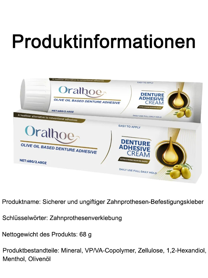 Sicherer und ungiftiger Haftkleber für Zahnprothesen 