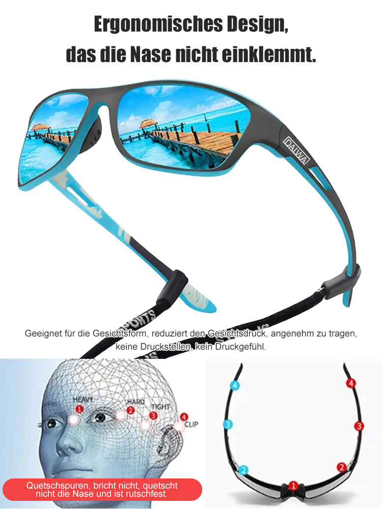 Herren Polarisationssonnenbrille mit bunten Gläsern und Band