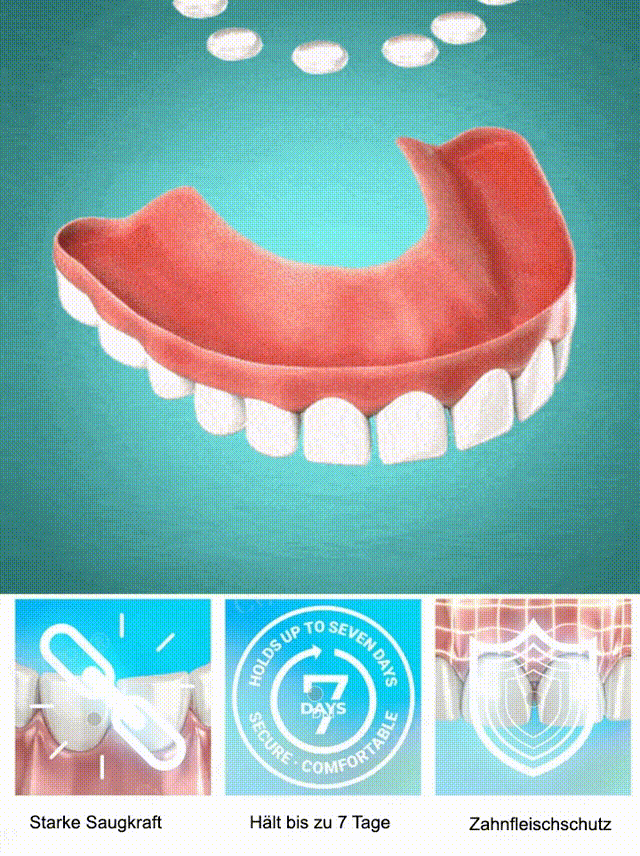 Sicherer und ungiftiger Haftkleber für Zahnprothesen 