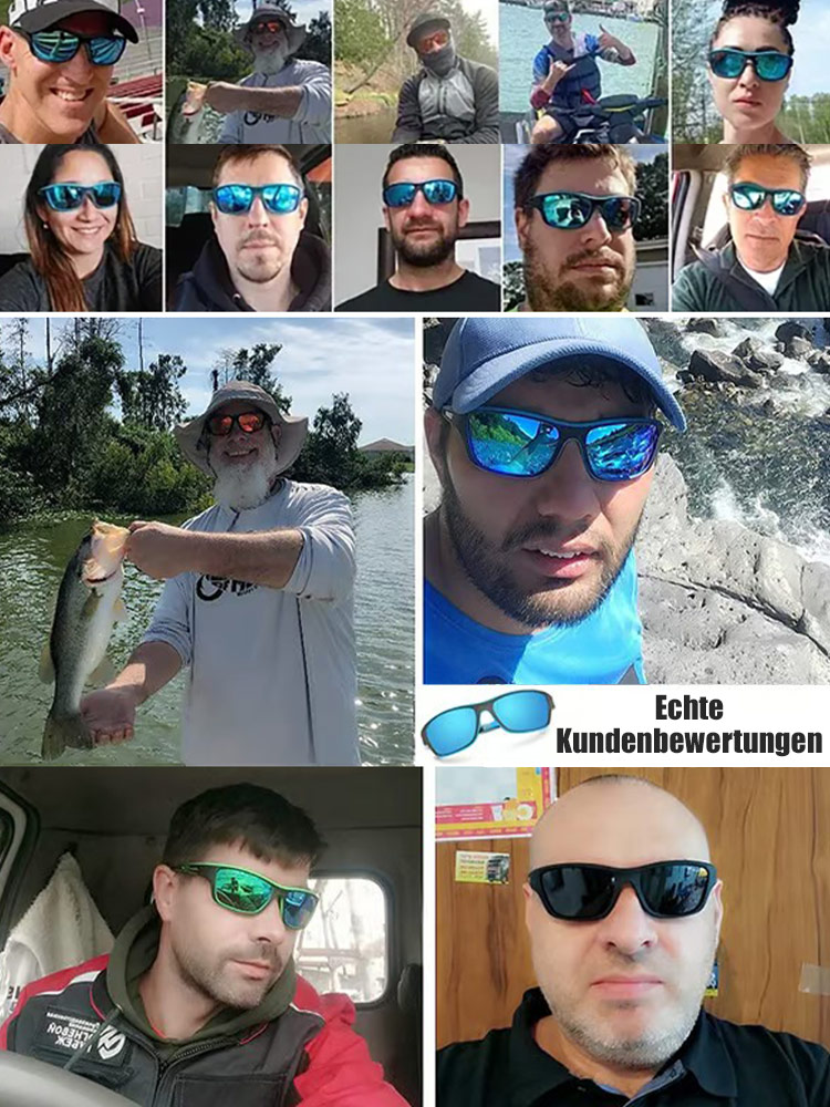 Herren Polarisationssonnenbrille mit bunten Gläsern und Band