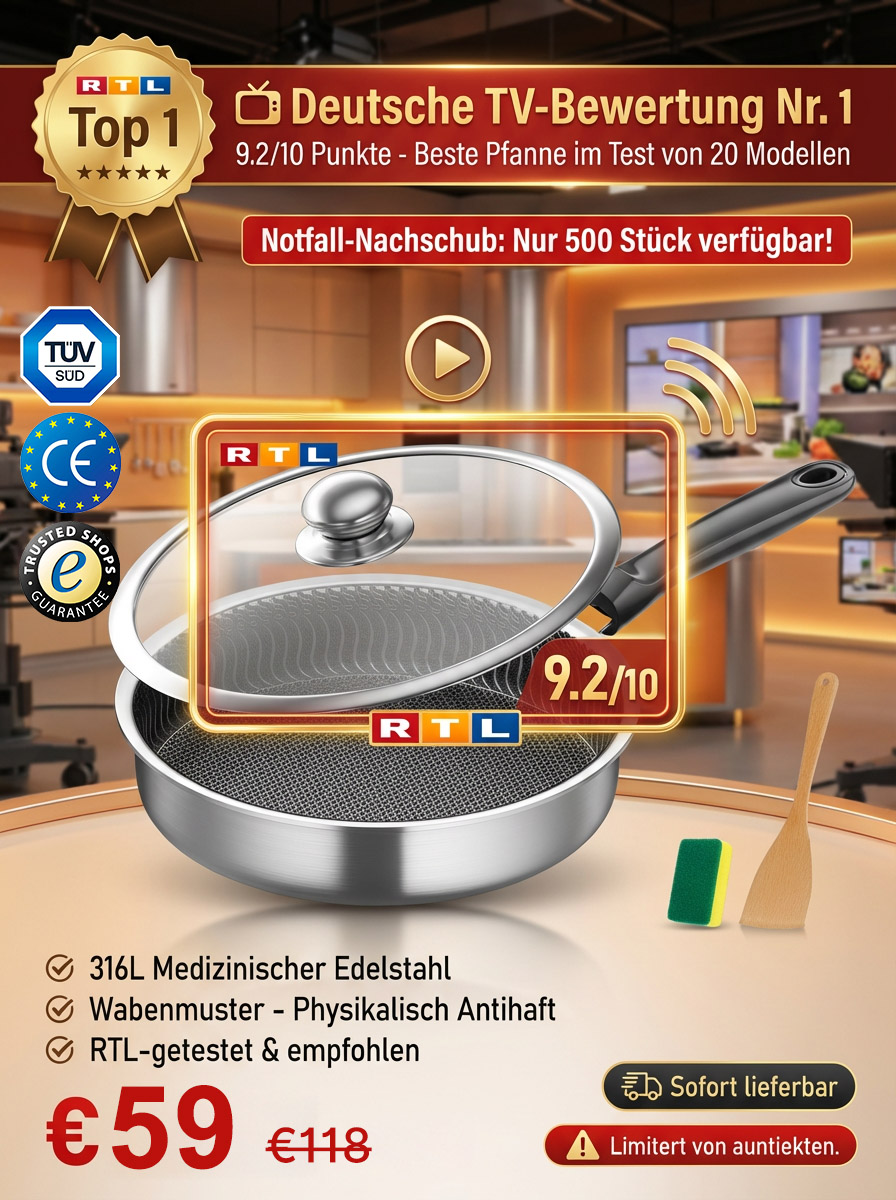 ✅ 100 % PFOA-frei & gesund✨ Professionelle 316L Edelstahlpfanne – ohne Beschichtung