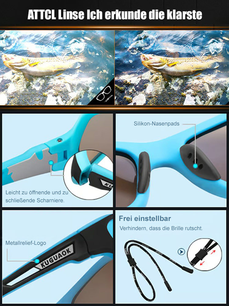 Herren Polarisationssonnenbrille mit bunten Gläsern und Band