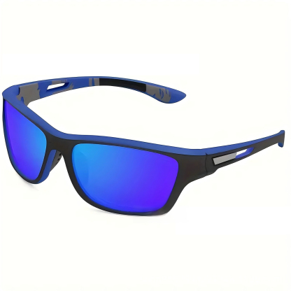 Herren Polarisationssonnenbrille mit bunten Gläsern und Band