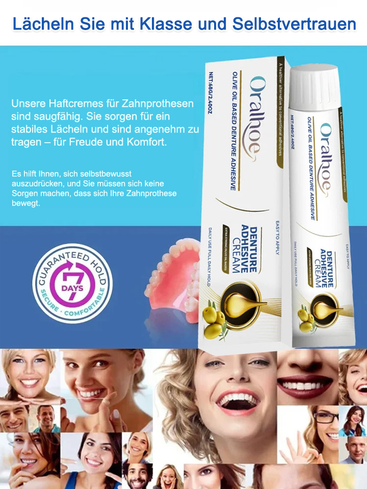 Sicherer und ungiftiger Haftkleber für Zahnprothesen 