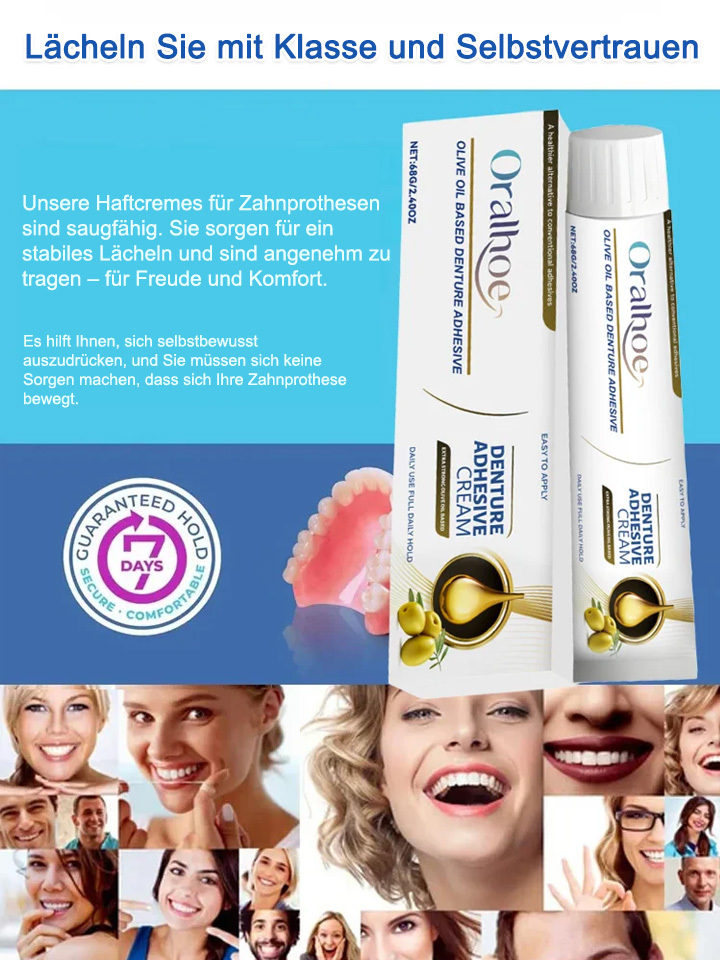 Sicherer und ungiftiger Haftkleber für Zahnprothesen 