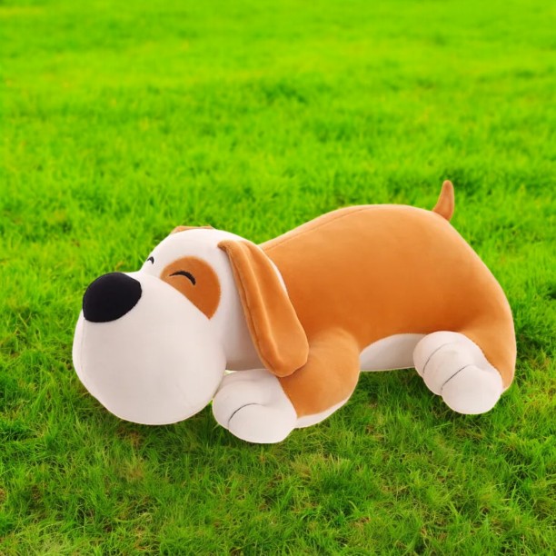 Cute Brown Happy Dog Tummy Time Pillow | Soft Adorable Puppy Birthday Fun  Doggy Gifts