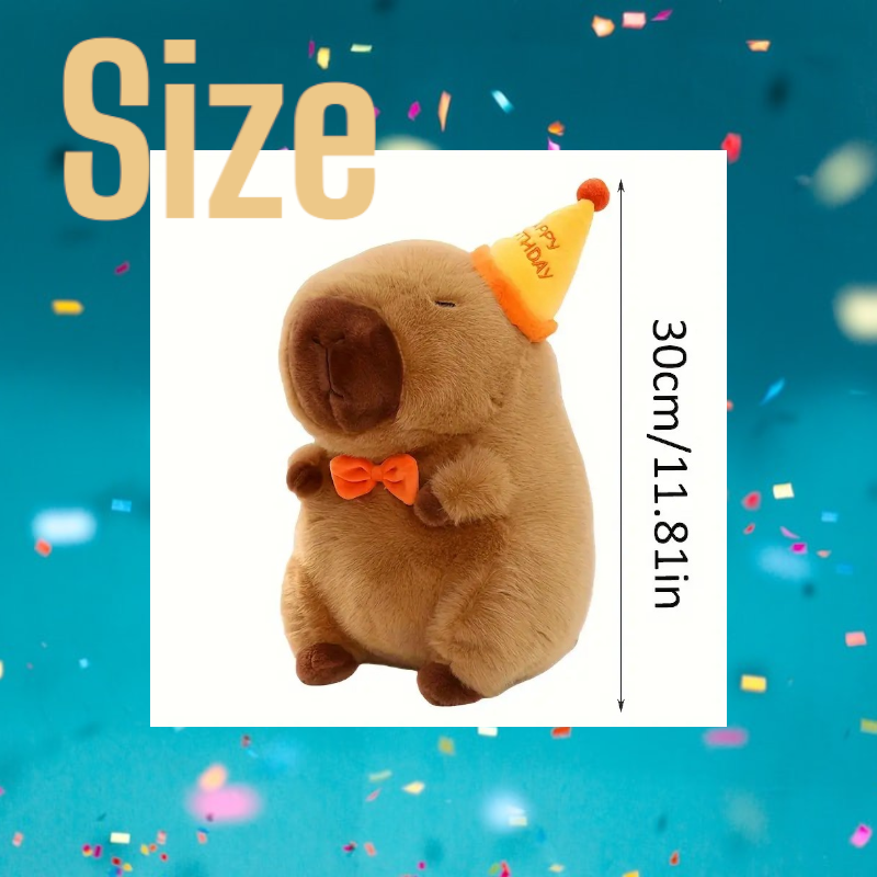 Capybara Happy Birthday Yellow Hat Tummy Time Pillow Plush Toy 11.71 inch