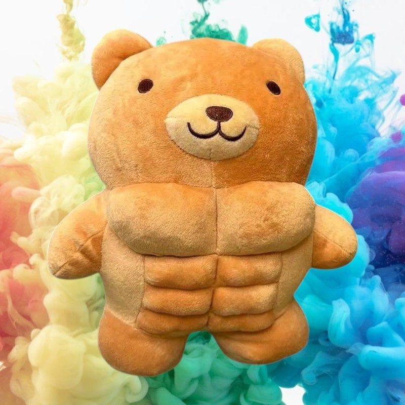 Cute  Muscle Teddy Bear Tummy Time Pillow Plush Toy | 11.8-inch Soft Teddy Bear