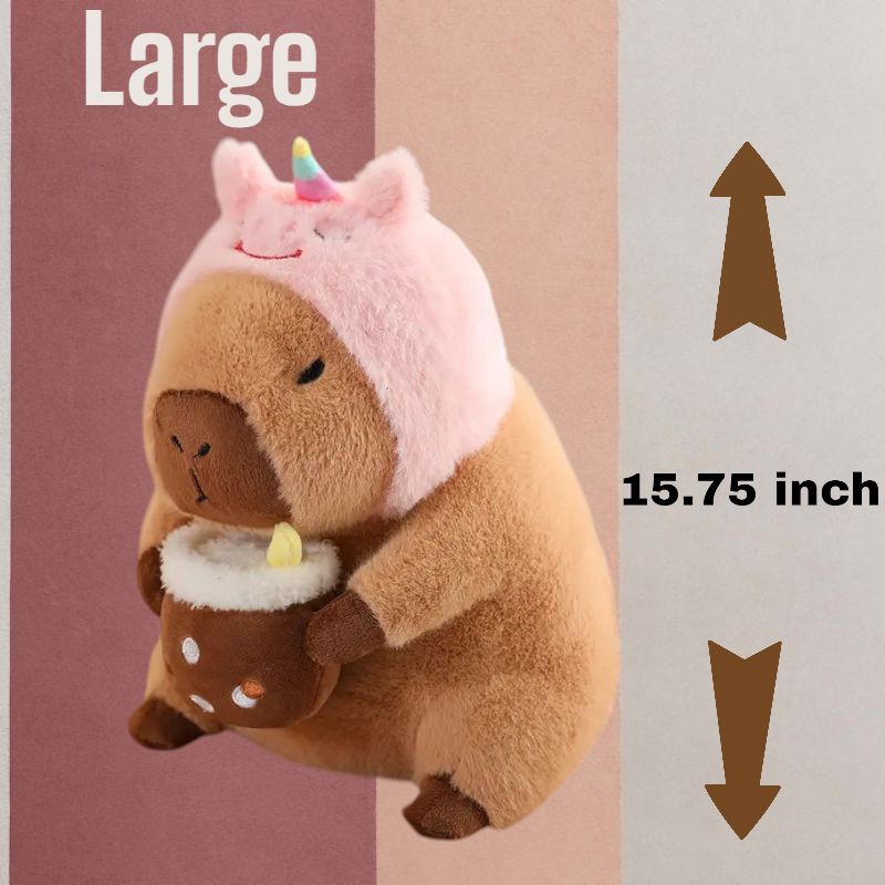 Cute Capybara Bubble Tea Pink Unicorn Tummy Time Pillow Plush Toy