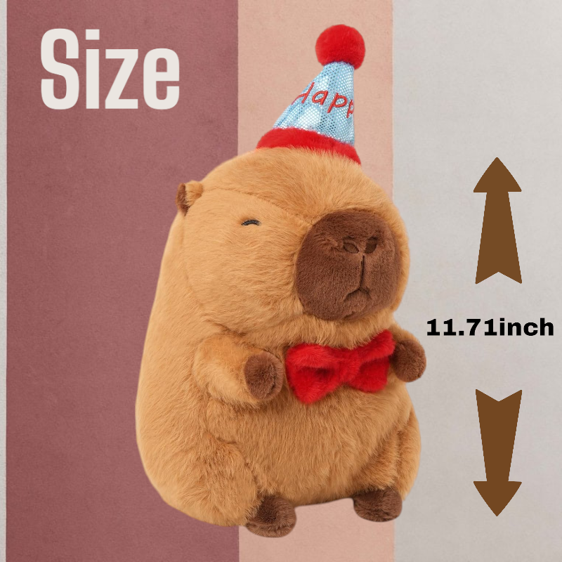 Capybara Happy Birthday Blue Hat Tummy Time Pillow Plush Toy | 11.71-inch