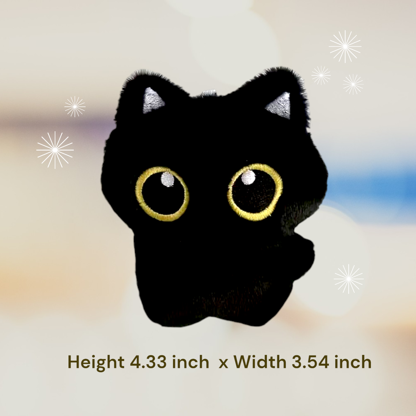 Cute Big Eyes Black Cat Tummy Time Pillow Plush Toy | 4.33-inch Soft Mini Cat