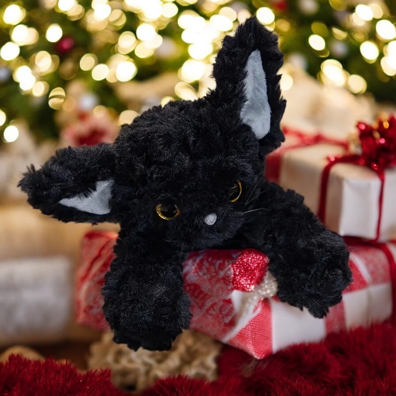 Cute Big Eyes Black Cat Tummy Time Pillow Plush Toy | 11.8-inch Soft Doll