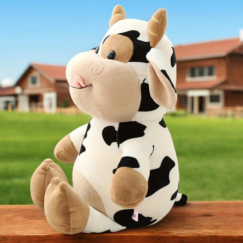 Moo Moo Plush Cow Tummy Time Pillow Plush Toy |11.8-inch Soft Doll