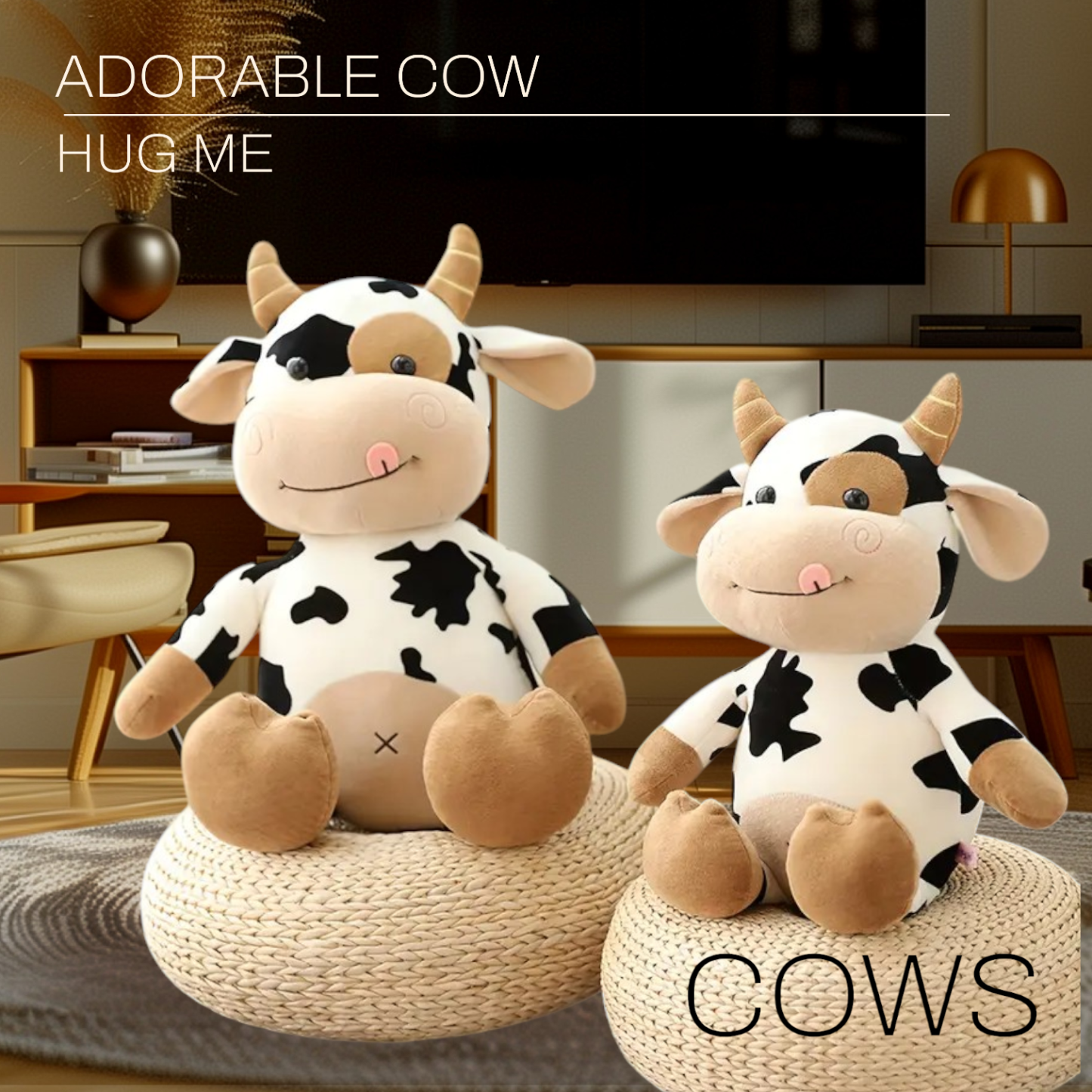 Moo Moo Plush Cow Tummy Time Pillow Plush Toy |11.8-inch Soft Doll