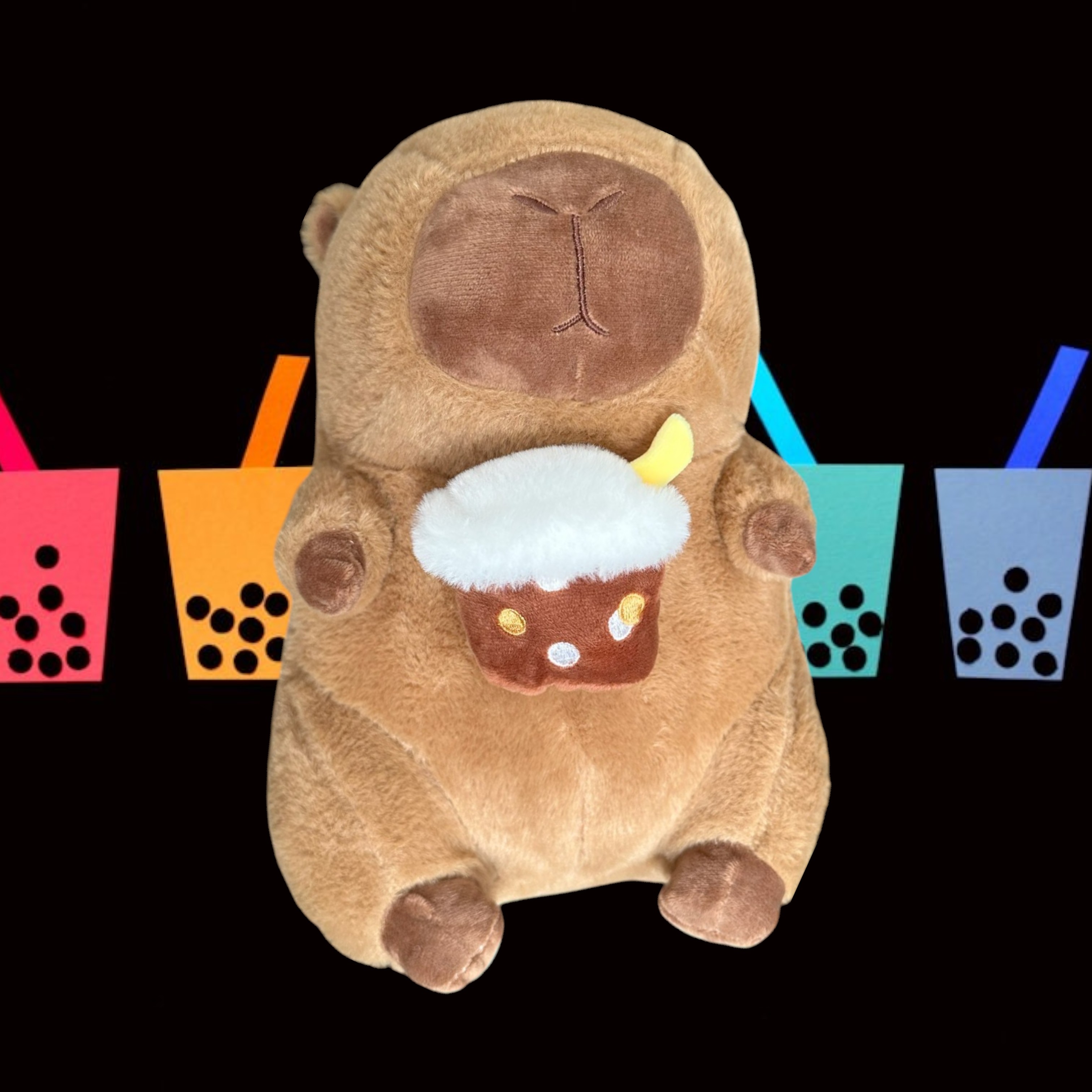 Cute Capybara Boba Bubble Tea Tummy Time Pillow Plush Toy | 10.5 inch