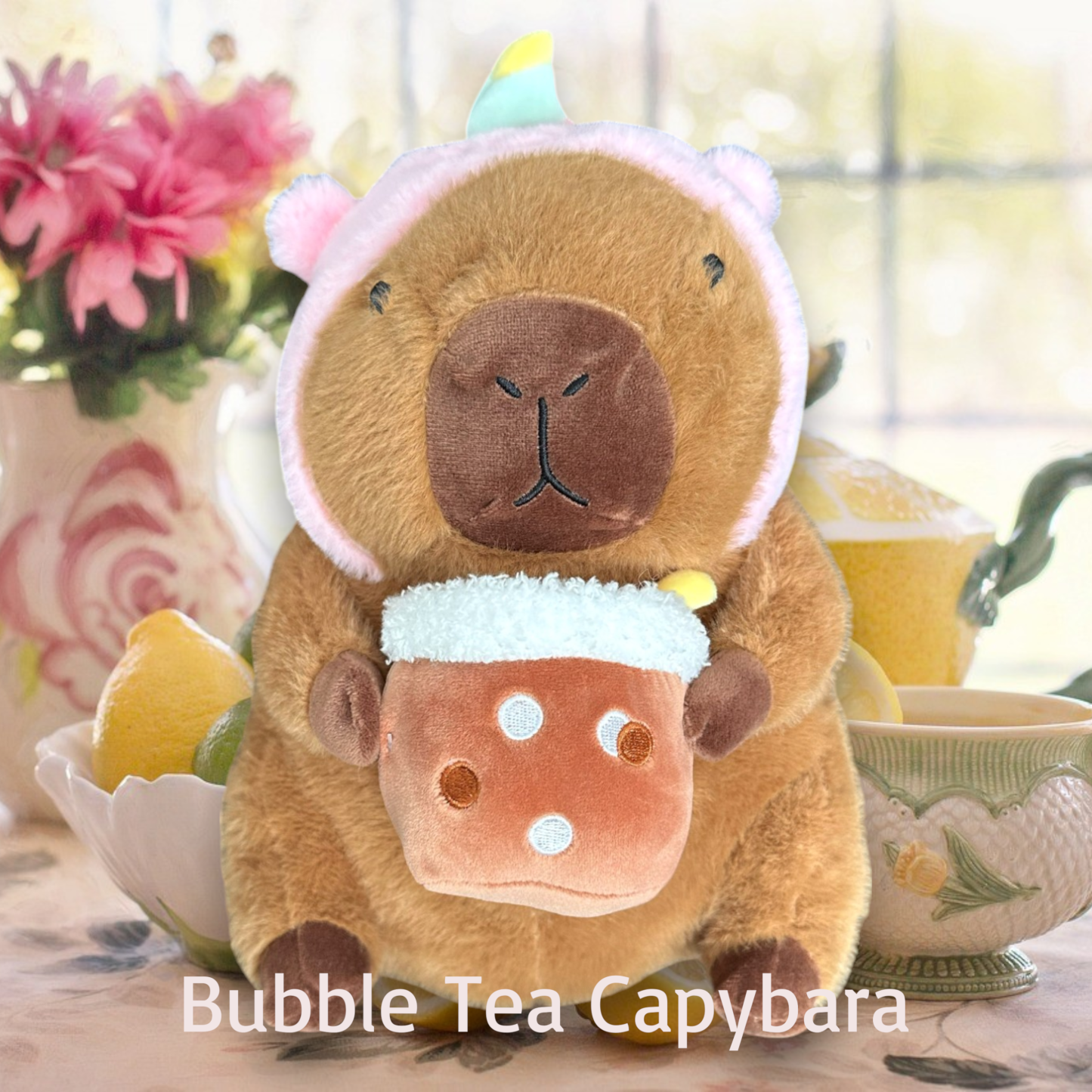 Cute Capybara Bubble Tea Pink Unicorn Tummy Time Pillow Plush Toy