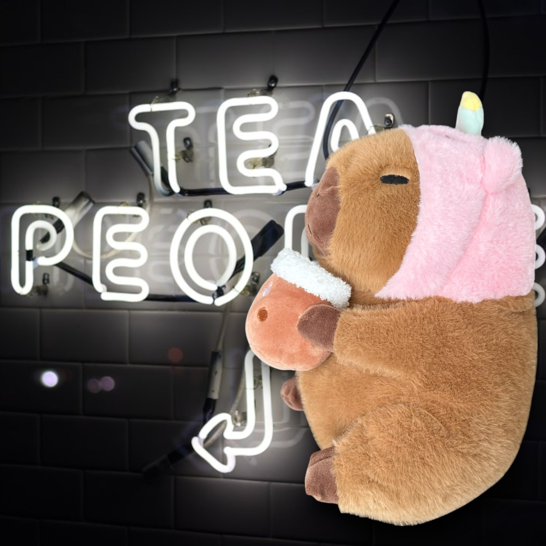 Cute Capybara Bubble Tea Pink Unicorn Tummy Time Pillow Plush Toy