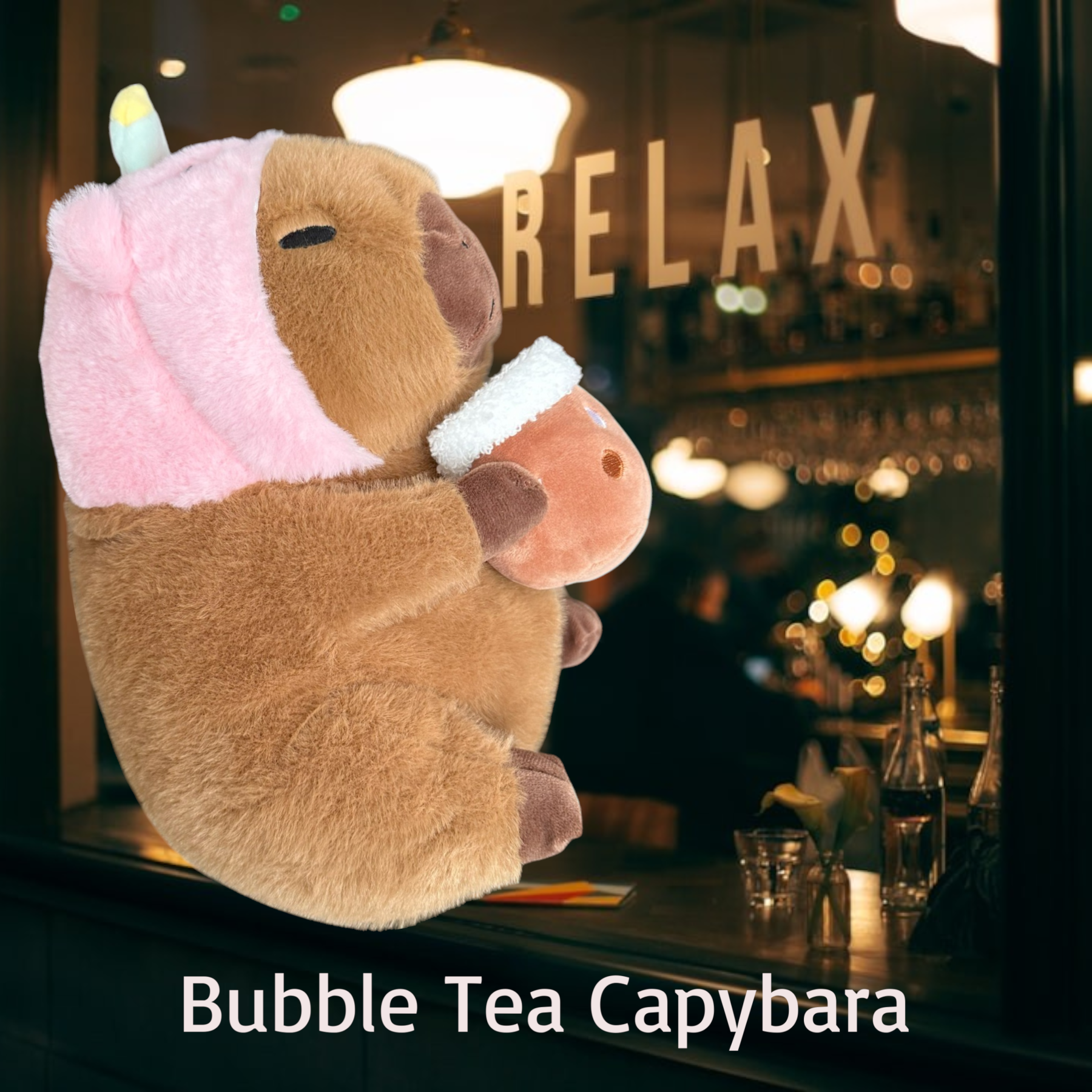 Cute Capybara Bubble Tea Pink Unicorn Tummy Time Pillow Plush Toy