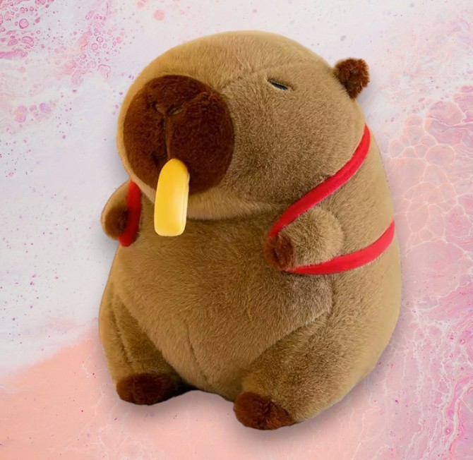 Cute Brown Capybara Hamburger French Fries Tummy Time Pillow Plush Toy